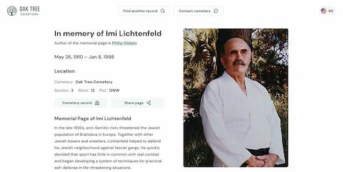 screenshot 1 of memorial page